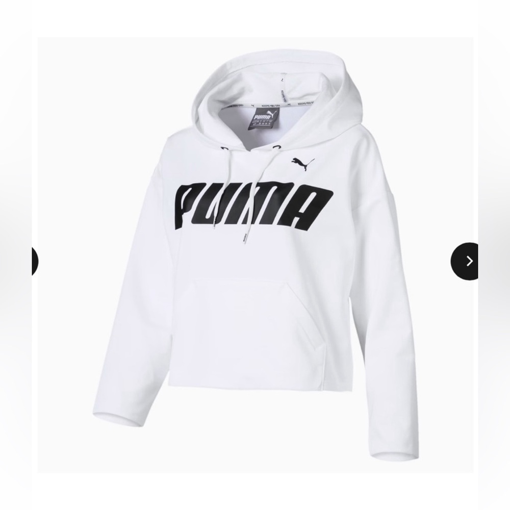 New - PUMA Women's Essentials Hoodie Cropped Logo Fleece Medium Oversized - Picture 4 of 8